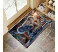 Tappeto Koala Che Si Lava Le Mani per Porta D'ingresso, Con Retro in Gomma Antiscivolo, Zerbino Lavabile Antiscivolo per Ingresso, Cucina, Bagno, Motivo Animali Carini E Divertenti, 60 x 90 cm