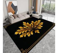 Tappeto lavabile 120 x 170 cm per Cameretta, Corridore Antiscivolo oro fiori righe bordo per Camera da Letto - Tappeti Stampato retrò e tradizionale a Pelo Corto Sottile per Sala da Pranzo Ufficio