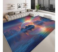 Tappeto Lavabile 120 x 170 cm per Cameretta, Corridore Antiscivolo Paesaggio Naturale per Camera da Letto - Tappeti Antartide Ghiacciaio Arcobaleno Tramonto a Pelo Corto per Sala da Pranzo Ufficio