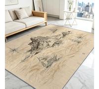 Tappeto lavabile, 80 x 150 cm, motivo barca a vela, con rose e bussola, per cameretta dei bambini, antiscivolo, a pelo corto, facile da pulire, per soggiorno, camera da letto, corridoio, cucina