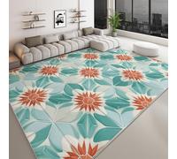 Tappeto Lavabile 80 x 150 cm per Cameretta, Corridore Antiscivolo Vintage Geometrico Fiori Strisce per Camera da Letto - Tappeti Stampato Stile Piastrelle Retrò a Pelo Corto per Sala da Pranzo Ufficio