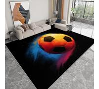 Tappeto lavabile antiscivolo 100 x 160 cm arte digitale con stampa moderna, tappeto a pelo corto sport colorato calcio vernice spray per soggiorno camera da letto ufficio cameretta facile da pulire
