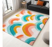 Tappeto lavabile antiscivolo arcobaleno bohemien disegno a mano 180 x 240 cm tappeto moquette camera da letto a pelo corto zerbino interno per soggiorno, camera dei bambini, sala da pranzo