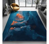 Tappeto Lavabile Antiscivolo Arte Cinematografica Astratta Dell'Acqua Di Mare Stampato, Tappeto Passatoia Pelo Corto Morbido Blu per Corridoio Cucina Camera da Letto Non Perde Peli, 140 x 200 cm