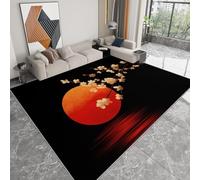 Tappeto lavabile antiscivolo arte digitale 140 x 200 cm con stampa moderna, tappeto a pelo corto lago tramonto fiori di ciliegio per soggiorno camera da letto ufficio o cameretta facile da pulire