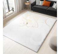 Tappeto lavabile antiscivolo elegante da donna, linea disegno, 140 x 200 cm, tappeto camera da letto a pelo alto, zerbino interno per soggiorno, camera dei bambini, sala da pranzo, bianco