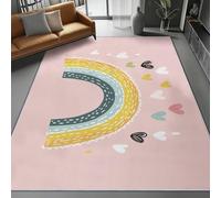 Tappeto Lavabile Antiscivolo Grazioso Cuore D'Amore In Stile Graffiti Bohémien Stampato, Tappeto Passatoia Pelo Corto Morbido Rosa per Corridoio Cucina, Camera da Letto, Non Perde Peli, 80 x 150 cm