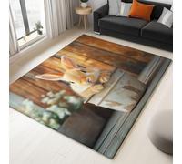 Tappeto lavabile antiscivolo HD animale coniglio macchina fotografica 60 x 90 cm tappeto moquette camera da letto a pelo corto zerbino interno per soggiorno, camera dei bambini, sala da pranzo, giallo