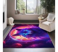 Tappeto Lavabile Antiscivolo Pianeta Mitico Lupo Stampato, Tappeto Passatoia Pelo Corto Morbido Colorato per Corridoio Cucina, Camera da Letto, Non Perde Peli, 60 x 120 cm