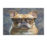 Tappeto lavabile con bulldog francese che indossa occhiali da sole per ingresso, con retro in gomma antiscivolo, morbido e resistente alle macchie, piccolo tappeto per camera da letto, bagno