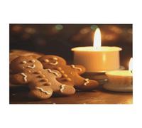 Tappeto lavabile con candele e pan di zenzero per ingresso, con retro in gomma antiscivolo, morbido, resistente alle macchie, piccolo tappeto per camera da letto, bagno, decorazione per pavimento
