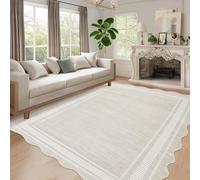 Tappeto lavabile con design botanico smerlato per soggiorno, antiscivolo, per camera da letto, stile bohémien, ideale per interni e sala da pranzo, ideale sotto il tavolo, per la casa o