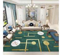 Tappeto lavabile extra large per soggiorno, moderno, per camera da letto, morbido, a pelo basso, moderno, geometrico, oro, verde, 200 x 250 cm