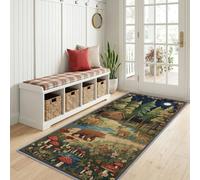 Tappeto lavabile Farm Night Sky Forest Nature Wild Deer 60x240 cm | Tappeto da cucina verde scuro, morbido, facile da pulire, stampa vintage antiscivolo per corridoio, salotto, camera da letto