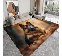 Tappeto lavabile in lavatrice 120 x 170 cm, tappeto antiscivolo e antipelo animale cane da pastore foresta foglie - corridore morbido surrealismo per soggiorno camera da letto sala da pranzo cucina