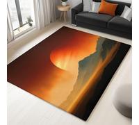 Tappeto lavabile per soggiorno, 180 x 240 cm, soffice, marrone, grande, per camera da letto, antiscivolo, a pelo basso, morbido, fantasy, pianeti, deserto, montagne, paesaggi, per salotto, sala da
