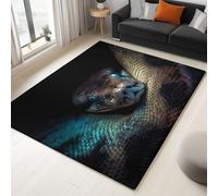 Tappeto lavabile per soggiorno, multicolore, 60 x 90 cm, morbido, non perde pelo, antiscivolo, a pelo corto, animale, serpente, ad alta risoluzione, antimacchia, per cucina, cameretta dei bambini