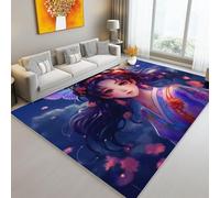 Tappeto Lavabile Salotto 140 x 200 cm, Antiscivolo a Pelo Corto Materiale in Flanella - Orientale Mistico Ornato Luna Ragazza Tappeto Stampato Adatto per soggiorno e camera da letto Colore