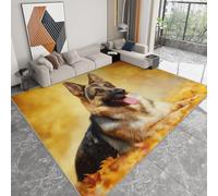 Tappeto lavabile stampato fotografia naturalistica 120 x 170 cm, corridore rettangolare animale cane pastore autunno foglie - tappeto antiscivolo morbido a pelo corto per soggiorno camera da letto