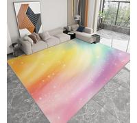 Tappeto lavabile stampato stile da sogno 80 x 150 cm, corridore rettangolare pastello arcobaleno bianco glitter - tappeto antiscivolo morbido a pelo corto per soggiorno camera da letto o corridoio