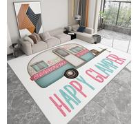 Tappeto lavabile stampato stile semplice 100 x 160 cm, corridore rettangolare stampa leopardata retrò camper - tappeto antiscivolo morbido a pelo corto per soggiorno camera da letto o corridoio