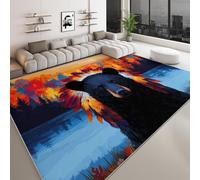 Tappeto lavabile stampato tribale tradizionale 180 x 240 cm, corridore rettangolare animale copricapo orso lago - tappeto antiscivolo morbido a pelo corto per soggiorno camera da letto o corridoio