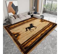 Tappeto lavabile stampato western americano 140 x 200 cm, corridore rettangolare retrò geometria animali cavalli - tappeto antiscivolo morbido a pelo corto per soggiorno camera da letto o corridoio