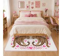 Tappeto leopardato, romantico cuore fantasioso fiore romantico pesca college dormitorio essenziale casa tappeti modello interno tappeto non spargimento tappeto per soggiorno sotto il letto