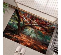 Tappeto Luce Solare Che Filtra Attraverso Rami E Screzia Ingresso Interno, Zerbino Tappeti Scenario Naturale 45 X 75 Cm Antiscivolo Lavabile In Lavatrice Rosso Camera Da Letto Entrata Scendiletto