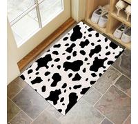 Tappeto Macchie Mucca Ingresso Interno, Zerbino Tappeti Animali Texture 40 x 60 cm Antiscivolo Lavabile in Lavatrice Nero Tapette Cucina Camera da Letto Entrata Scendiletto