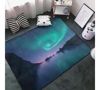 Tappeto magico con stampa Aurora-B, color foglia di tè, per soggiorno e camera da letto, lavabile, morbido, 7,6 x 12,7 cm, antiscivolo, per decorazione della camera da letto, 152,4 x 99,1 cm