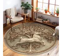 Tappeto magico per area cavallo, fantasia natura albero foglie inverno beige antiscivolo tappeti resistenti allo sbiadimento tappeto estetico per la casa tappeto per soggiorno camera da letto sotto il