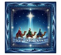 Tappeto Mahjong natalizio a tema religioso con tre uomini saggi, 60 x 60 cm | tema religioso, tappetino Mah Jongg, confine della città del deserto, decorazione spirituale per le vacanze