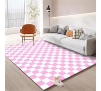 Tappeto marocchino a scacchi, lavabile, per esterni, bianco e nero, multicolore, per corridoi, camere da letto e ingressi (rosa, 140 x 200 cm)