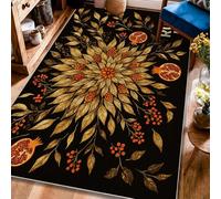Tappeto melograno, autunnale, foglie rustiche, bacche autunnali, retro antiscivolo, resistente allo sbiadimento, tappeto estetico per la casa, soggiorno, camera da letto, aula e appartamento
