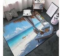 Tappeto minimalista blu con stampa di un rifugio sulla spiaggia, per soggiorno e camera da letto, lavabile, morbido, 7,6 x 12,7 cm, tappeto antiscivolo per camera da letto, decorazione estetica 152,4