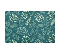 Tappeto minimalista con motivo floreale verde scuro per porta d'ingresso, 81,3 x 50,8 cm, con retro in gomma antiscivolo, per interni ed ingresso, extra tappeto da cucina per vacanze, decorativo