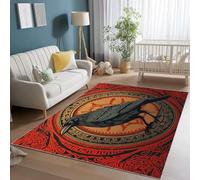 Tappeto Mistico Celtico Ornato Corvo Stampato e Lavabile - Rosso Morbido Non Perde Peli Tappeto per Soggiorno Camera Corridoio Bagno e Cameretta Bambini, 80 x 150 cm