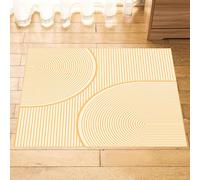 Tappeto, moderna per mobili con strisce circolari geometriche, arancione, 110 x 110 cm, Area Rug Living Room, Bedroom, Farmhouse Fireplace, Lounge Rugs for Wooden Floors,