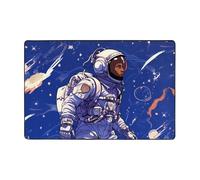 Tappeto moderno, 183 x 122 cm, in peluche corto ultra morbido, lavabile, antiscivolo, motivo: astronauta nero su sfondo blu, per soggiorno, camera da letto, ufficio, dormitorio, decorazione per la