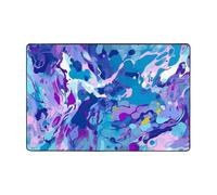 Tappeto moderno 91 x 61 cm, in peluche corto ultra morbido, lavabile, antiscivolo, motivo misto viola e blu, per soggiorno, camera da letto, ufficio, dormitorio, decorazione per la casa