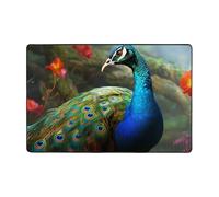 Tappeto moderno 91 x 61 cm, in peluche corto ultra morbido per ingresso, lavabile, antiscivolo, colorato pavone, tappeto per soggiorno, camera da letto, ufficio, dormitorio, decorazione per la casa