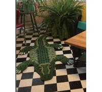 Tappeto moderno a forma di coccodrillo trapuntato verde oliva alligatore novi...