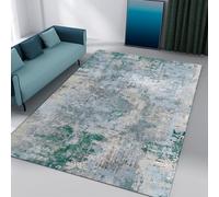 Tappeto moderno astratto 110 x 180 cm, morbido, blu, grigio, verde, tappeto elegante decorazione per interni per camera da letto, casa e ufficio