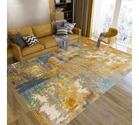 Tappeto moderno astratto 90 x 120 cm multicolore giallo blu verde crema tappeto rettangolare per soggiorno camera da letto lavanderia accento comodino e divano Decor