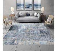 Tappeto moderno astratto per soggiorno, lavabile, decorazione per la casa, 150 x 180 cm, blu e grigio neutro, elegante tappeto per interni, morbido e resistente
