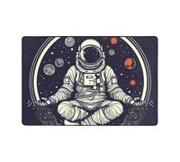 Tappeto moderno con astronauta seduto nello yoga chakra, corto, in peluche, ultra morbido, lavabile, antiscivolo, per soggiorno, camera da letto, ufficio, dormitorio, decorazione per la casa, 91 x 61
