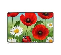 Tappeto moderno con camomilla coccinella e margherita, corto in peluche, ultra morbido, lavabile, antiscivolo, per soggiorno, camera da letto, ufficio, dormitorio, decorazione per la casa, 183 x 122