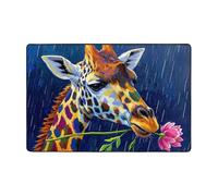 Tappeto moderno con giraffa colorata sul lato del viso corto, ultra morbido, lavabile, antiscivolo, per soggiorno, camera da letto, ufficio, dormitorio, decorazione per la casa, 91 x 61 cm