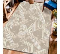 Tappeto moderno con motivo a zigzag, a righe geometriche e puntini, nessuno beige, a pelo basso, per interni, rettangolare, non perde pelo, per soggiorno, camera da letto, sotto il letto, decorazione